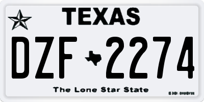 TX license plate DZF2274