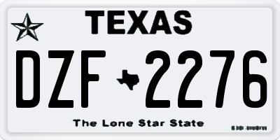 TX license plate DZF2276