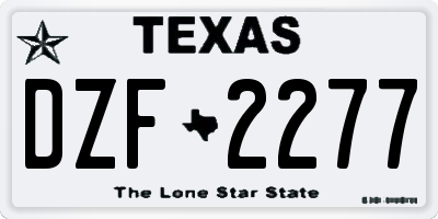 TX license plate DZF2277