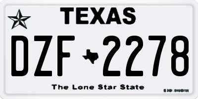 TX license plate DZF2278