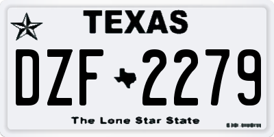TX license plate DZF2279