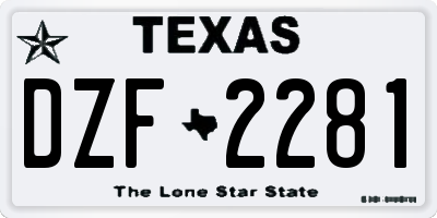 TX license plate DZF2281
