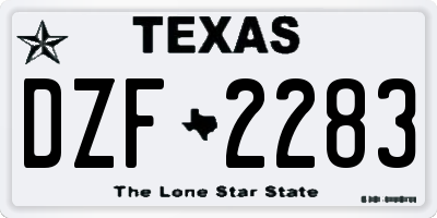 TX license plate DZF2283