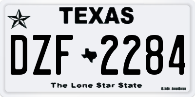 TX license plate DZF2284
