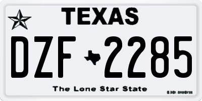 TX license plate DZF2285