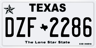 TX license plate DZF2286