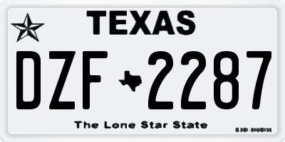 TX license plate DZF2287