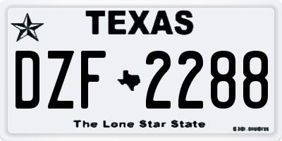 TX license plate DZF2288