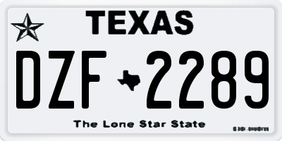 TX license plate DZF2289