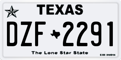 TX license plate DZF2291