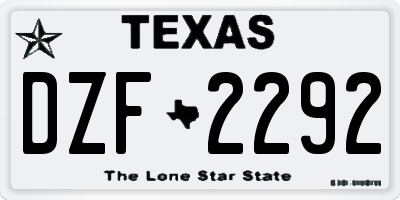 TX license plate DZF2292