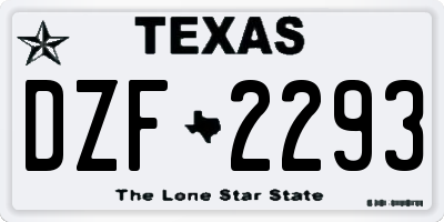 TX license plate DZF2293