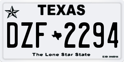 TX license plate DZF2294