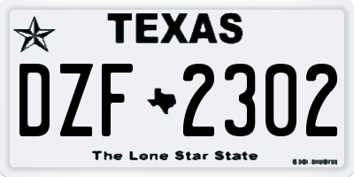 TX license plate DZF2302