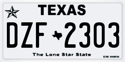 TX license plate DZF2303