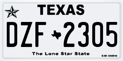 TX license plate DZF2305