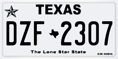 TX license plate DZF2307