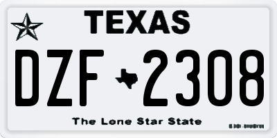 TX license plate DZF2308