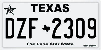 TX license plate DZF2309