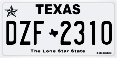 TX license plate DZF2310
