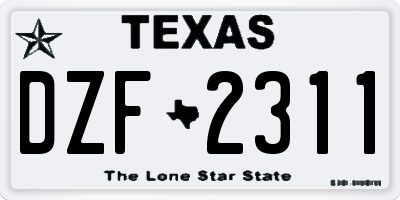 TX license plate DZF2311