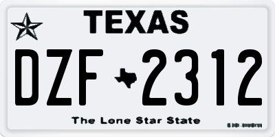 TX license plate DZF2312