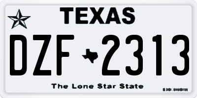 TX license plate DZF2313