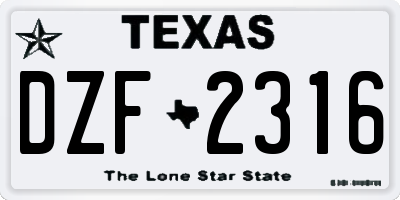 TX license plate DZF2316