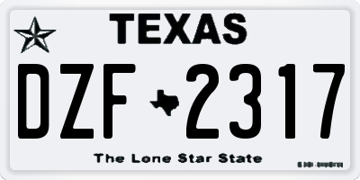 TX license plate DZF2317