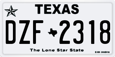 TX license plate DZF2318