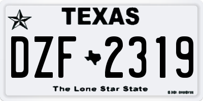 TX license plate DZF2319