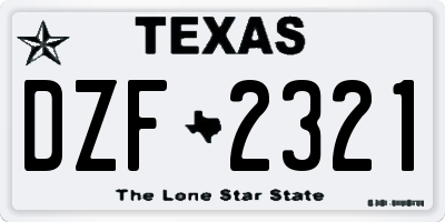 TX license plate DZF2321