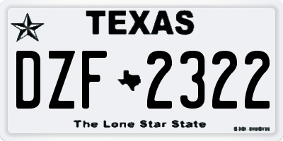TX license plate DZF2322