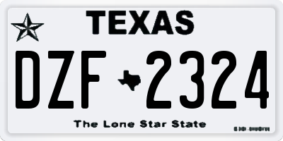 TX license plate DZF2324