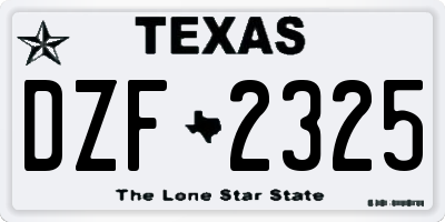 TX license plate DZF2325