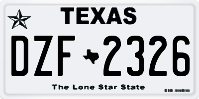 TX license plate DZF2326