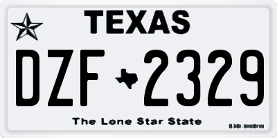 TX license plate DZF2329
