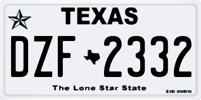 TX license plate DZF2332