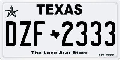 TX license plate DZF2333