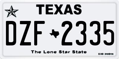 TX license plate DZF2335