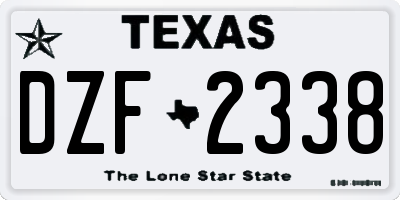 TX license plate DZF2338