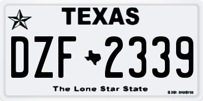 TX license plate DZF2339