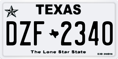 TX license plate DZF2340