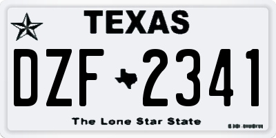TX license plate DZF2341