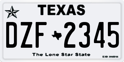 TX license plate DZF2345