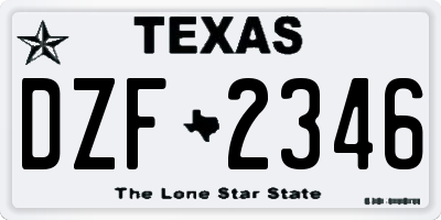 TX license plate DZF2346
