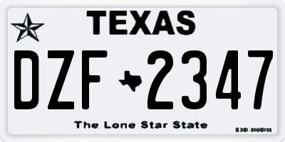 TX license plate DZF2347
