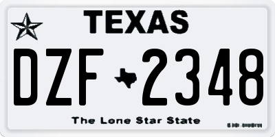 TX license plate DZF2348