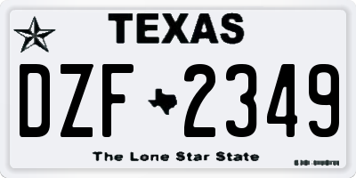 TX license plate DZF2349