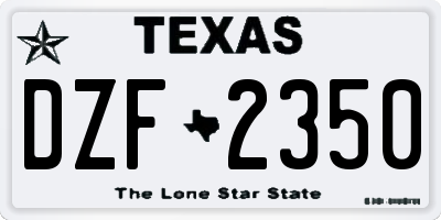 TX license plate DZF2350